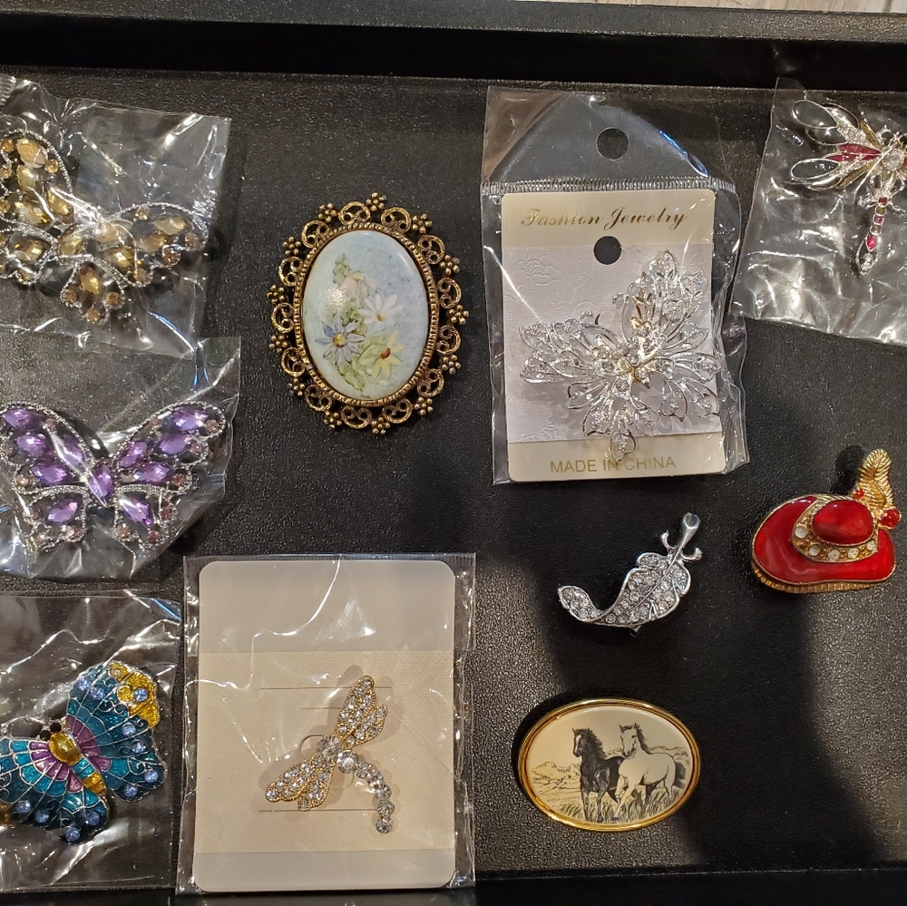 Lot of 10 brooches